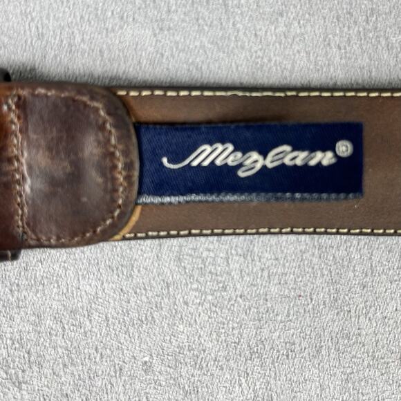 Mezlan Men’s Belt 4929 Brown Leather Woven Inlay Made in Spain Mens Size 36 - Picture 6 of 12